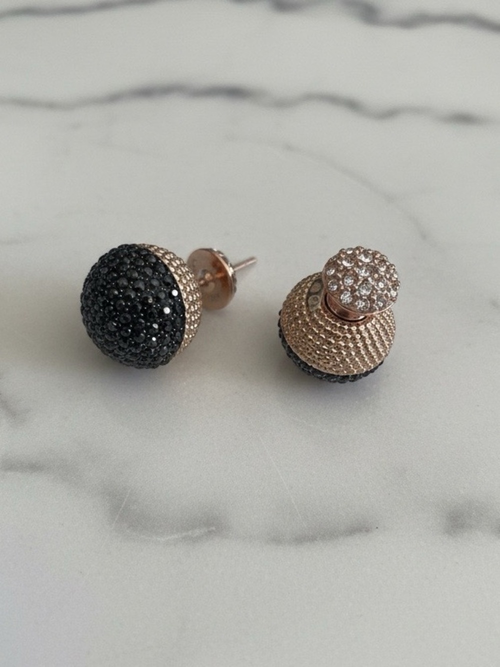 Swarovski Rose Gold  Forward-back Jack Paved Crystal Earrings